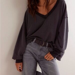 Free People Off-the-Shoulder Sweater - Dark Gray